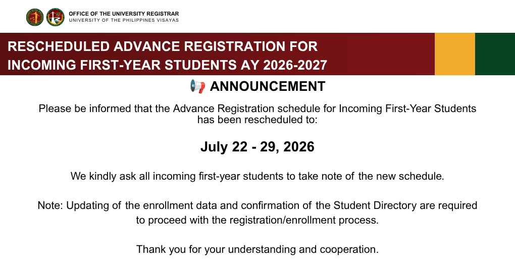 Advance Registration for Incoming First-Year students A.Y. 2026-2027